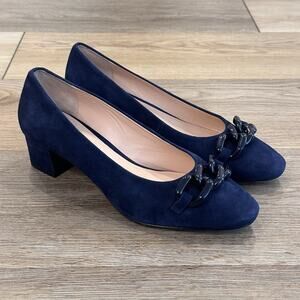 Kate Spade New York Kacey Blue Suede Pumps 8.5 Business Casual Short Heel EUC